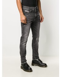Мужские темно-серые рваные зауженные джинсы от Diesel