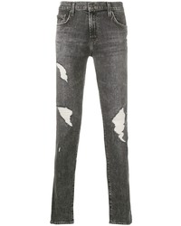 Мужские темно-серые рваные зауженные джинсы от J Brand