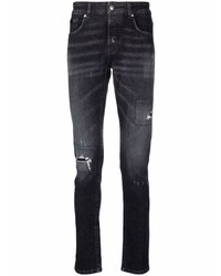 Мужские темно-серые рваные зауженные джинсы от John Richmond