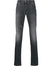 Мужские темно-серые рваные зауженные джинсы от Just Cavalli