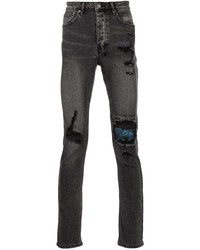Мужские темно-серые рваные зауженные джинсы от Ksubi