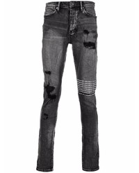 Мужские темно-серые рваные зауженные джинсы от Ksubi