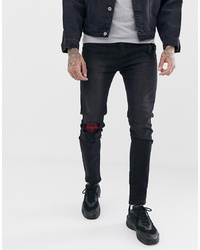 Мужские темно-серые рваные зауженные джинсы от Liquor N Poker