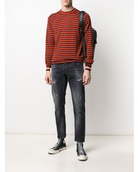 Мужские темно-серые рваные зауженные джинсы от Dondup