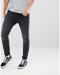 Мужские темно-серые рваные зауженные джинсы от ONLY & SONS