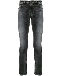 Мужские темно-серые рваные зауженные джинсы от Pt01
