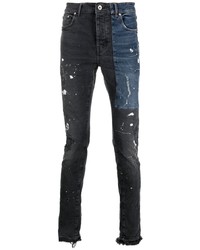 Мужские темно-серые рваные зауженные джинсы от purple brand