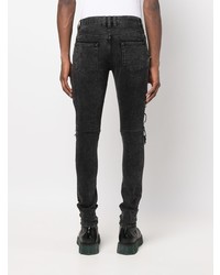 Мужские темно-серые рваные зауженные джинсы от Balmain