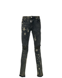 Мужские темно-серые рваные зауженные джинсы от Represent