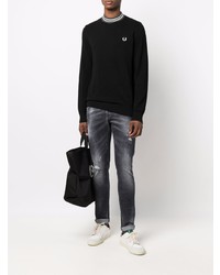 Мужские темно-серые рваные зауженные джинсы от Dondup