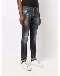 Мужские темно-серые рваные зауженные джинсы от Dondup