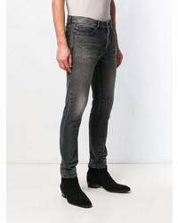 Мужские темно-серые рваные зауженные джинсы от Saint Laurent