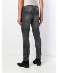 Мужские темно-серые рваные зауженные джинсы от Saint Laurent