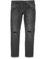 Мужские темно-серые рваные зауженные джинсы от Undercover