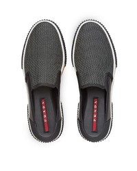 Мужские темно-серые слипоны из плотной ткани от Prada