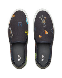 Мужские темно-серые слипоны с принтом от Fendi