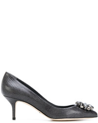 Темно-серые туфли с украшением от Dolce & Gabbana