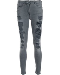 Темно-серые хлопковые рваные джинсы скинни от 3x1