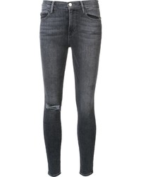 Темно-серые хлопковые рваные джинсы скинни от Frame