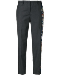 Женские темно-серые шерстяные брюки с вышивкой от No.21