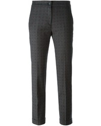 Женские темно-серые шерстяные брюки с принтом от Etro