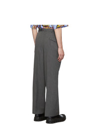 Темно-серые шерстяные брюки чинос в вертикальную полоску от Prada
