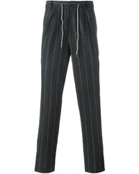Мужские темно-серые шерстяные классические брюки в вертикальную полоску от Brunello Cucinelli