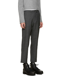 Мужские темно-серые шерстяные классические брюки в вертикальную полоску от Nanamica