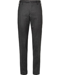 Мужские темно-серые шерстяные классические брюки с узором "в ёлочку" от Boglioli