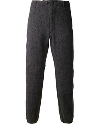 Мужские темно-серые шерстяные классические брюки с узором "в ёлочку" от Engineered Garments