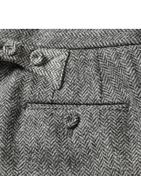 Мужские темно-серые шерстяные классические брюки с узором "в ёлочку" от Thom Browne