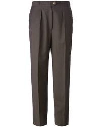 Женские темно-серые шерстяные классические брюки от Celine