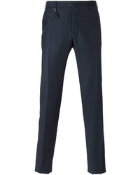 Мужские темно-серые шерстяные классические брюки от Incotex