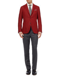 Мужские темно-серые шерстяные классические брюки от Canali