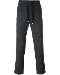 Мужские темно-серые шерстяные спортивные штаны в клетку от Dolce & Gabbana