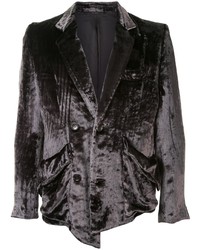 Темно-серый бархатный двубортный пиджак