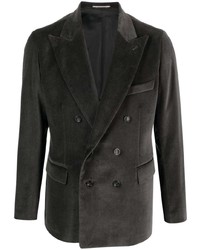 Мужской темно-серый бархатный двубортный пиджак от Reveres 1949