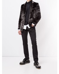 Мужской темно-серый бархатный двубортный пиджак от Sulvam