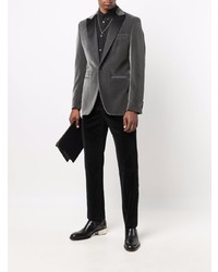 Мужской темно-серый бархатный пиджак от Philipp Plein
