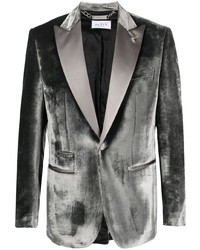 Мужской темно-серый бархатный пиджак от Philipp Plein