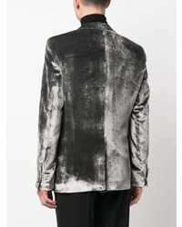 Мужской темно-серый бархатный пиджак от Philipp Plein