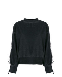 Темно-серый бархатный свитер с круглым вырезом