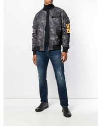 Мужской темно-серый бомбер с принтом от Diesel