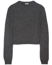 Темно-серый вязаный короткий свитер от Miu Miu