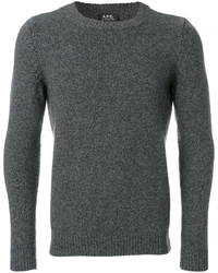 Мужской темно-серый вязаный свитер с круглым вырезом от A.P.C.