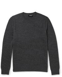 Мужской темно-серый вязаный свитер с круглым вырезом от A.P.C.