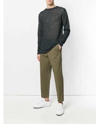 Мужской темно-серый вязаный свитер с круглым вырезом от Barena