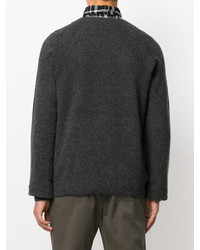 Мужской темно-серый вязаный свитер с круглым вырезом от Lanvin