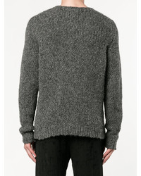 Мужской темно-серый вязаный свитер с круглым вырезом от Etro