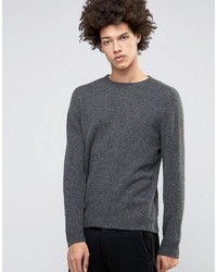 Мужской темно-серый вязаный свитер с круглым вырезом от Selected